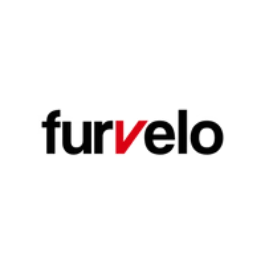 Furvelo logo in black and red on a white background
