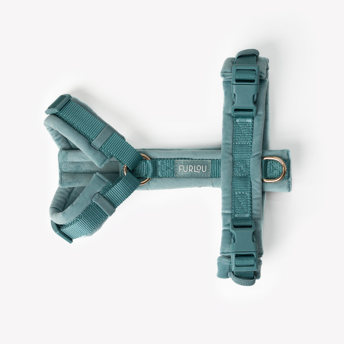 FURLOU Velvet Dog Harness - Blue detail view