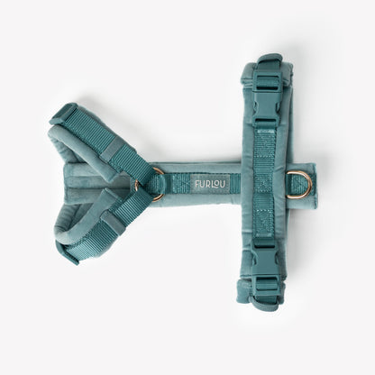FURLOU Velvet Dog Harness - Blue detail view