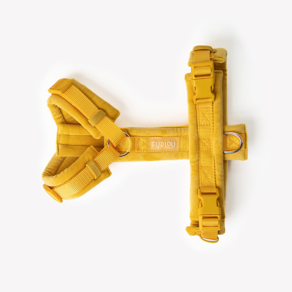 Yellow FURLOU Velvet Dog Harness product view
