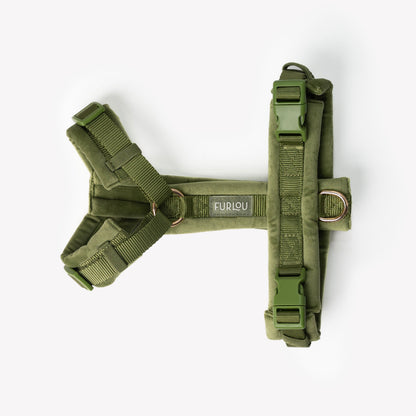 FURLOU Velvet Dog Harness - Green detail view