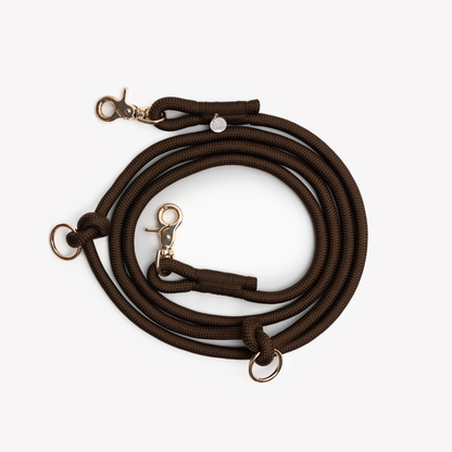 FURLOU Hands-Free Braided Leash - Brown hardware and rope detail