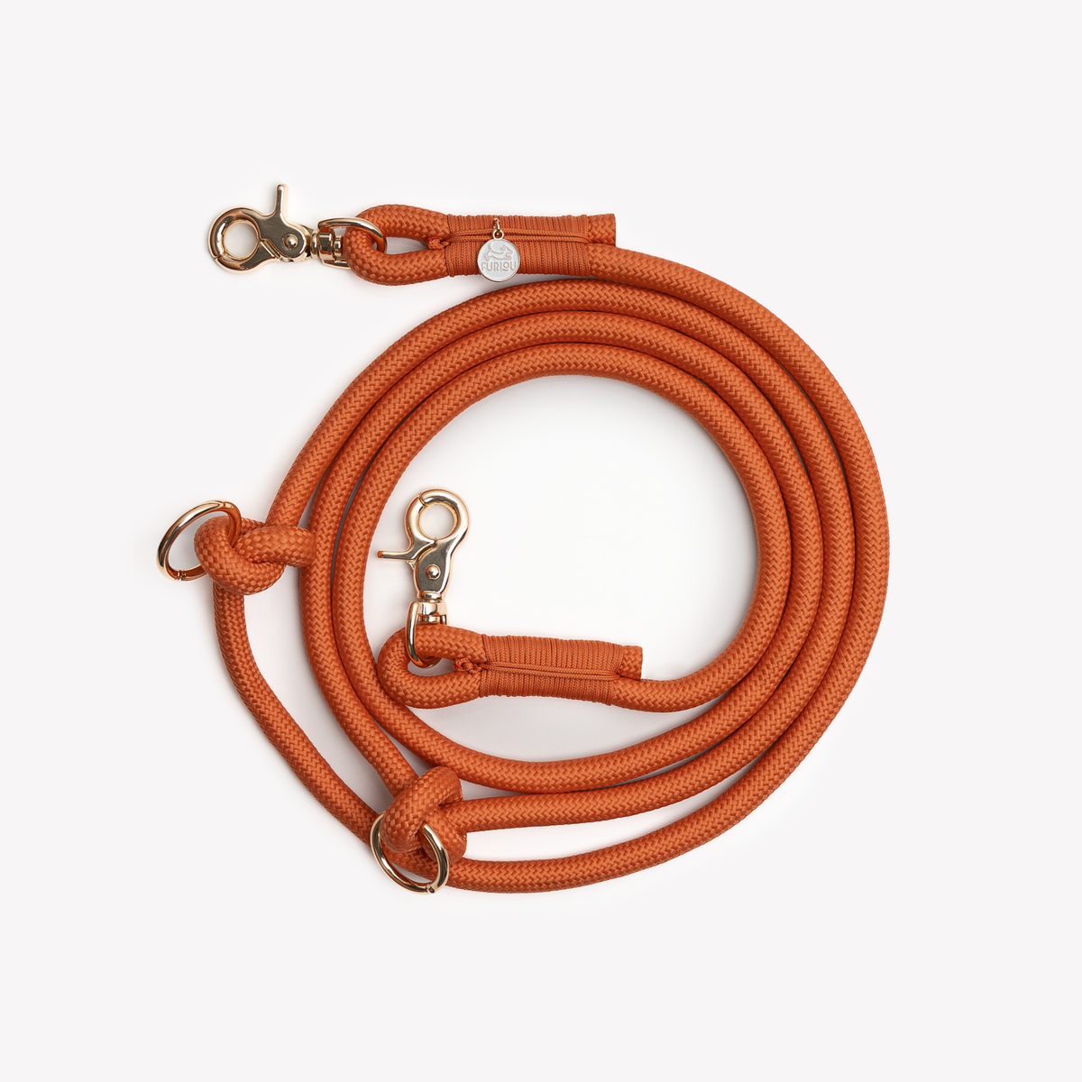 FURLOU Hands-Free Braided Leash - Terracotta hardware and rope detail