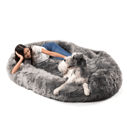 PupCloud™ Human-Size Faux Fur Memory Foam Dog Bed - Charcoal Grey — alternate product view 11