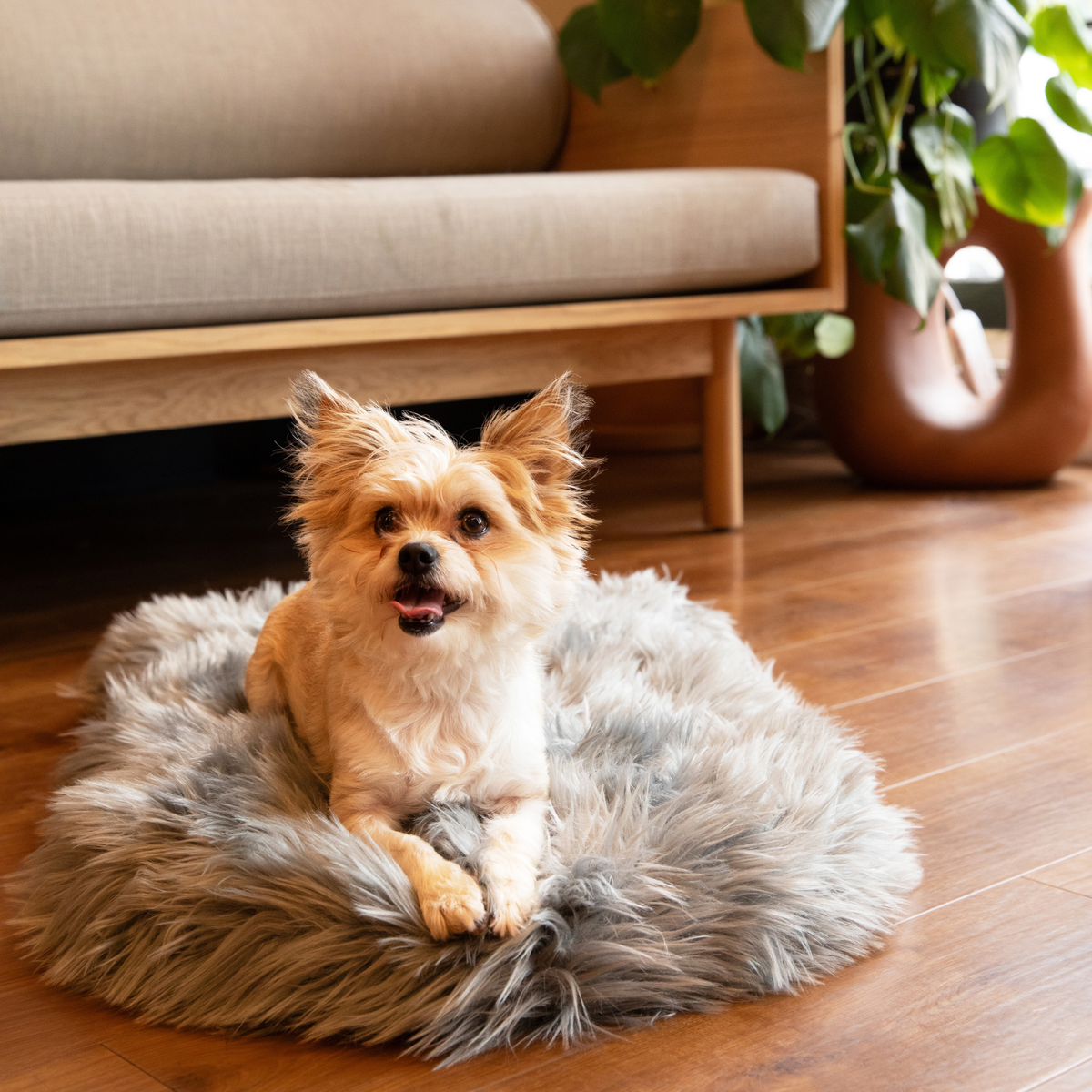 Additional view of PupRug® Faux Fur Orthopedic Dog Bed - Curve Charcoal Grey — view 12