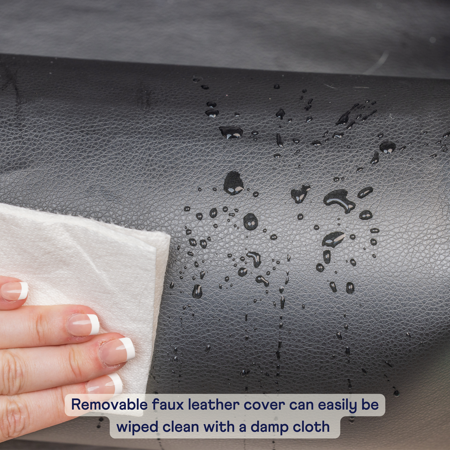 PupProtector™ Faux Cool-to-Touch Vegan Leather Memory Foam Dog Car Bed – Black