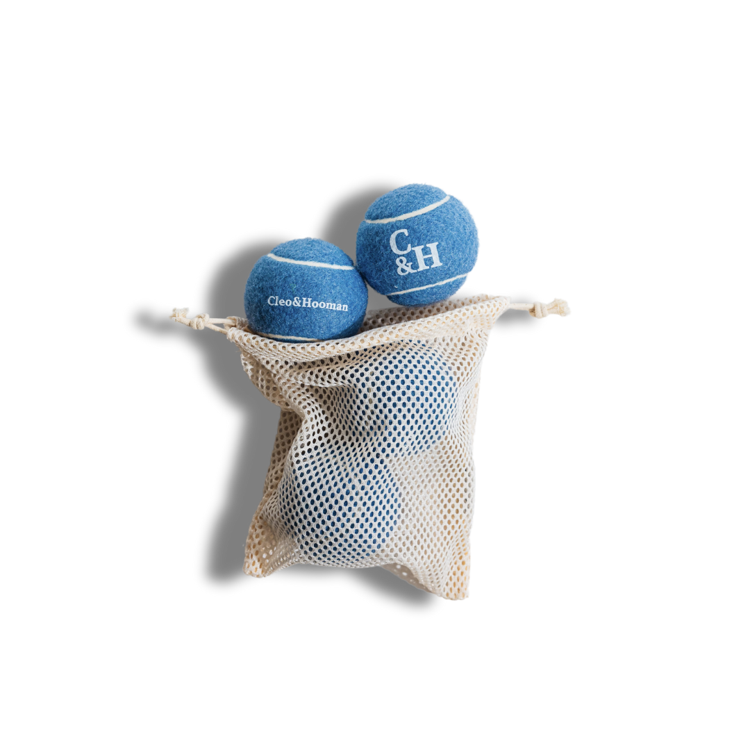 Cleo&Hooman Tennis Balls three-pack with mesh storage pouch