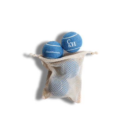 Cleo&Hooman Tennis Balls three-pack with mesh storage pouch