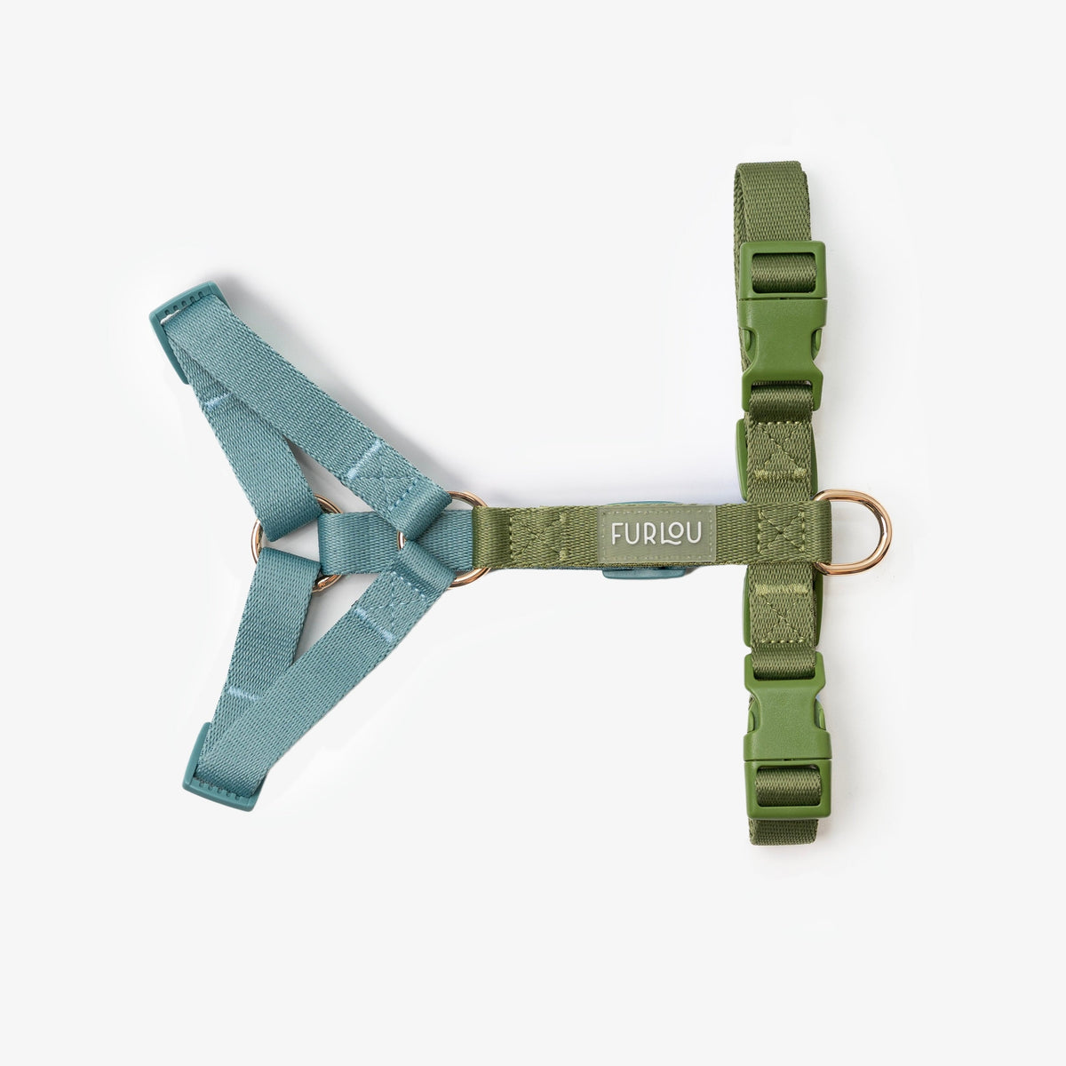 FURLOU Dog Harness - Blue & Green detail view