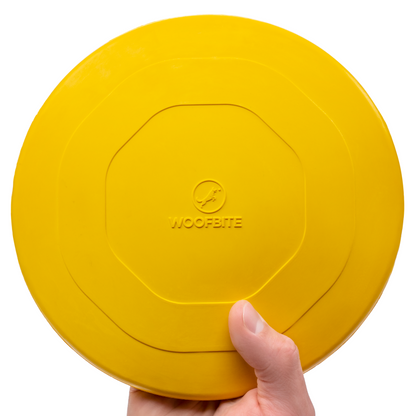 Monster K9 Launch Disc bright yellow rubber dog toy