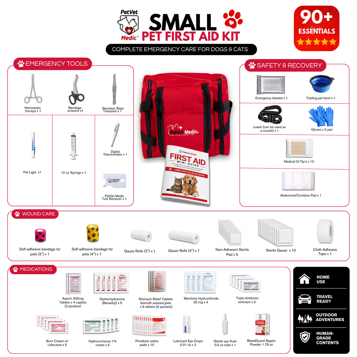 PetVet Medic® Small Pet First Aid Kit - 90+ Piece product feature image 2 of 8