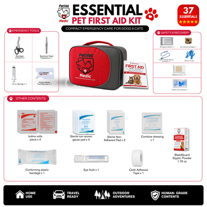 Imagen de características de PetVet Medic® Kit esencial de primeros auxilios para mascotas - 37 piezas, 2 de 10