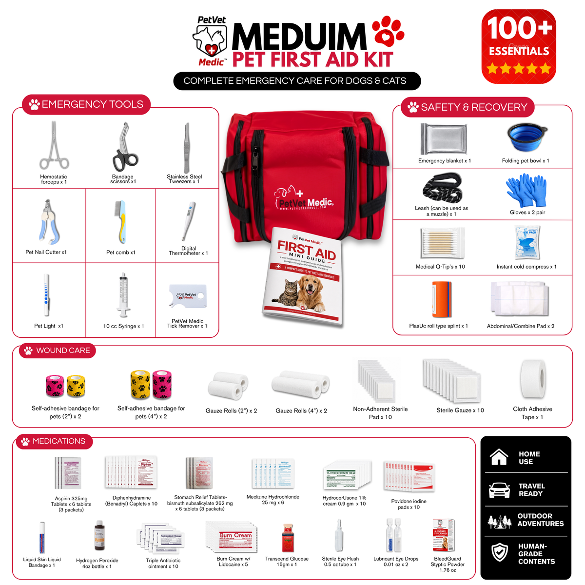 PetVet Medic® Medium Pet First Aid Kit - 100+ Piece product feature image 2 of 7