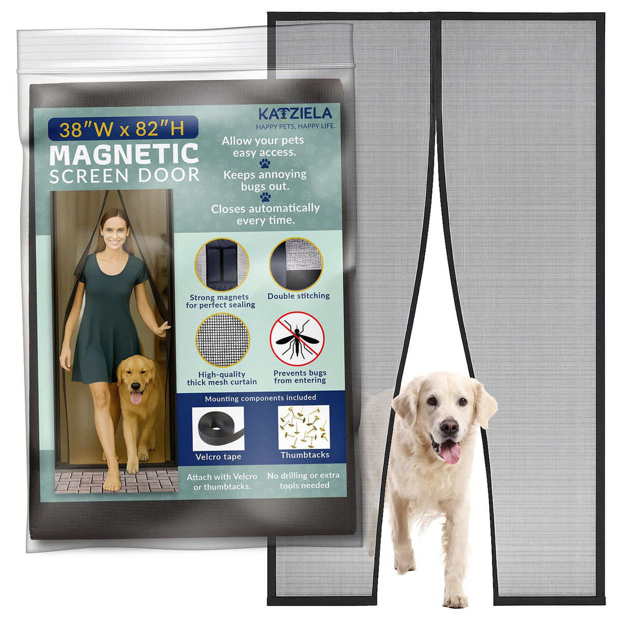 Primary product view of Magnetic Screen Door - 38 x 83 in by Katziela