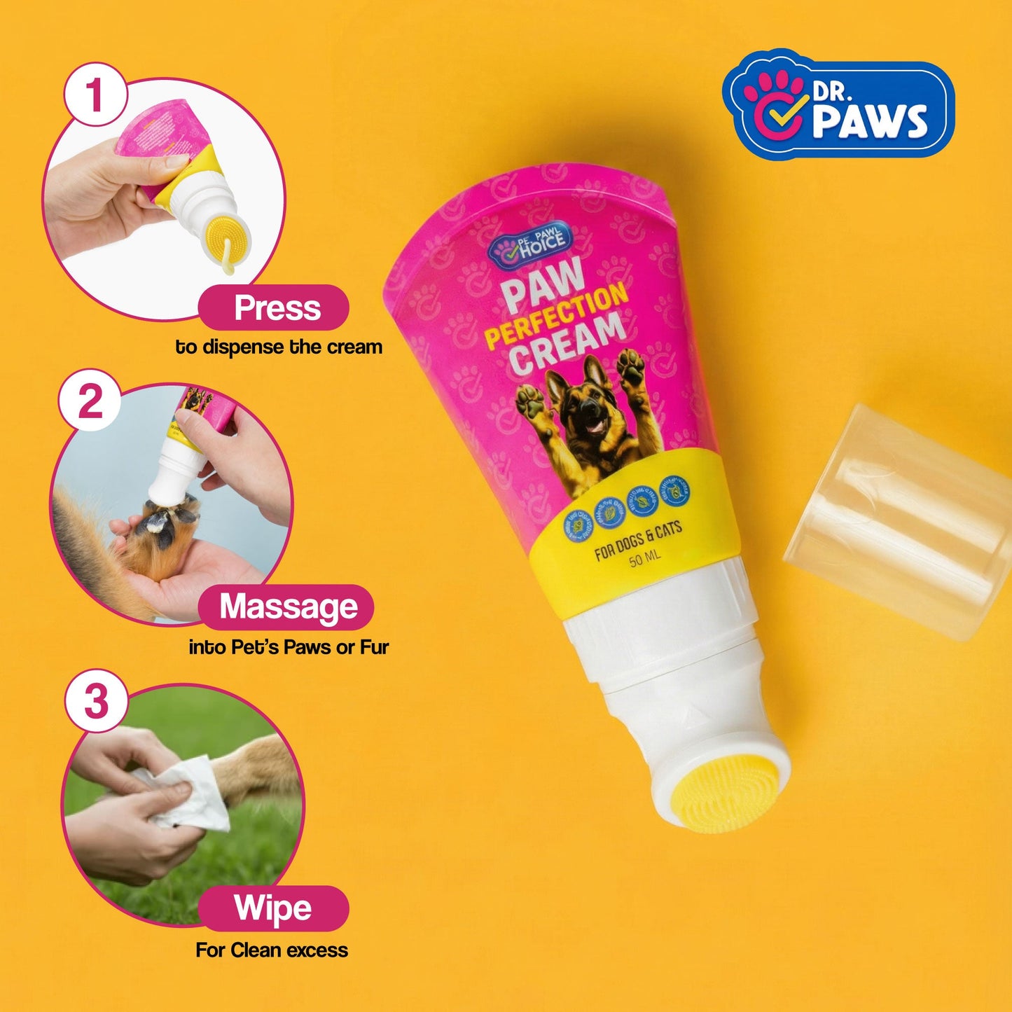 "Crema Pata Perfecta" – Protector y Bálsamo Curativo para Patas de Perro con Aplicador de Punta Suave