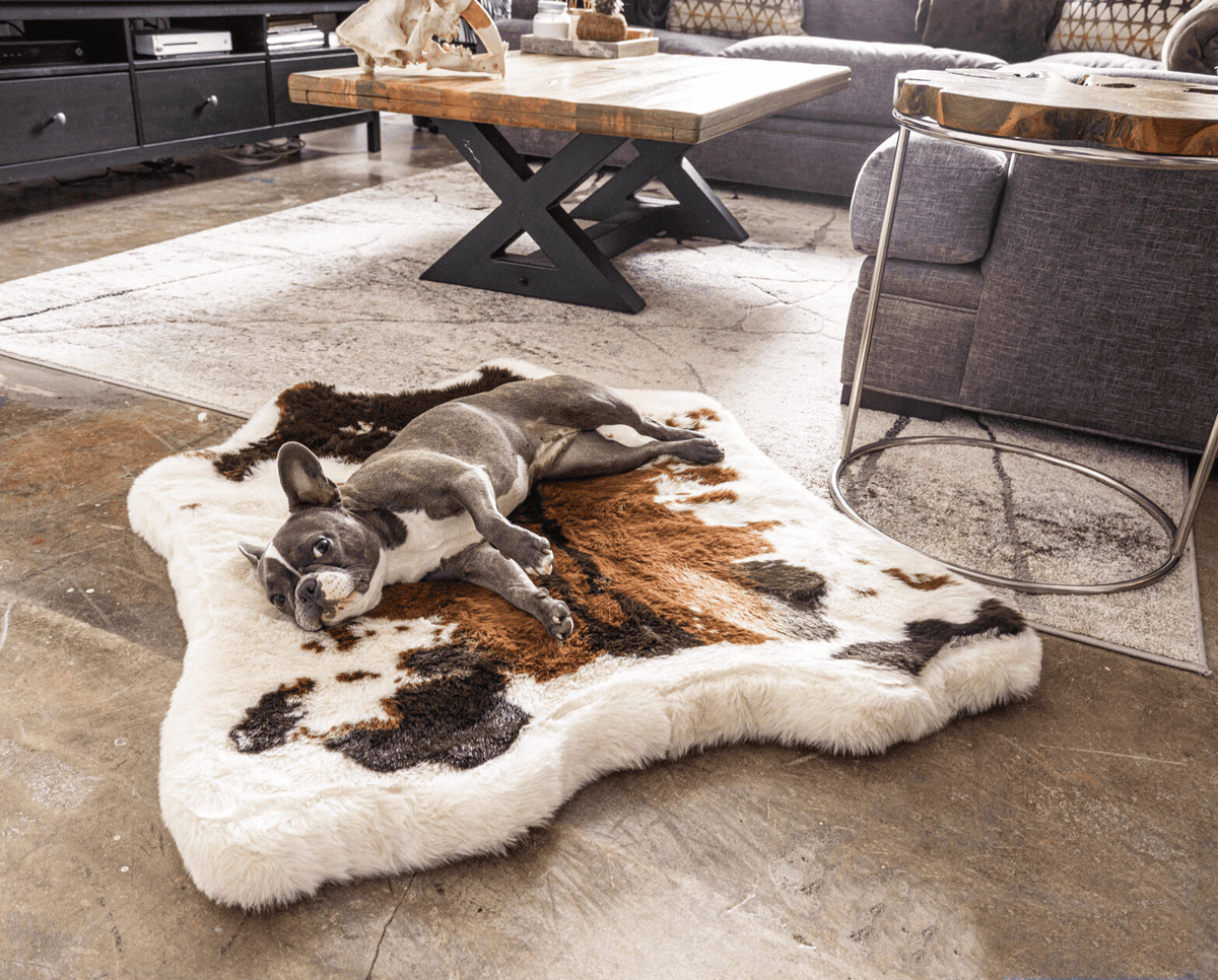 Additional view of PupRug® Animal Print Memory Foam Dog Bed - Brown Faux Cowhide