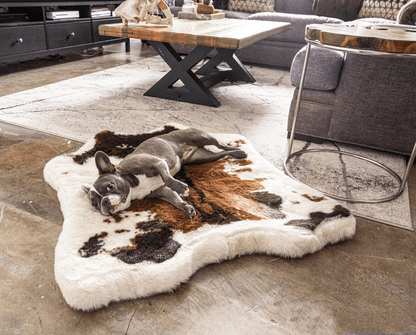 Additional view of PupRug® Animal Print Memory Foam Dog Bed - Brown Faux Cowhide