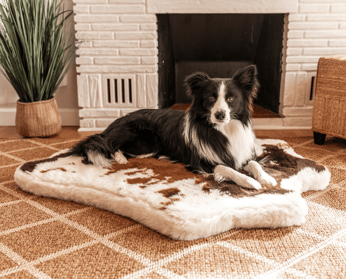 Additional view of PupRug® Animal Print Memory Foam Dog Bed - Brown Faux Cowhide — view 10