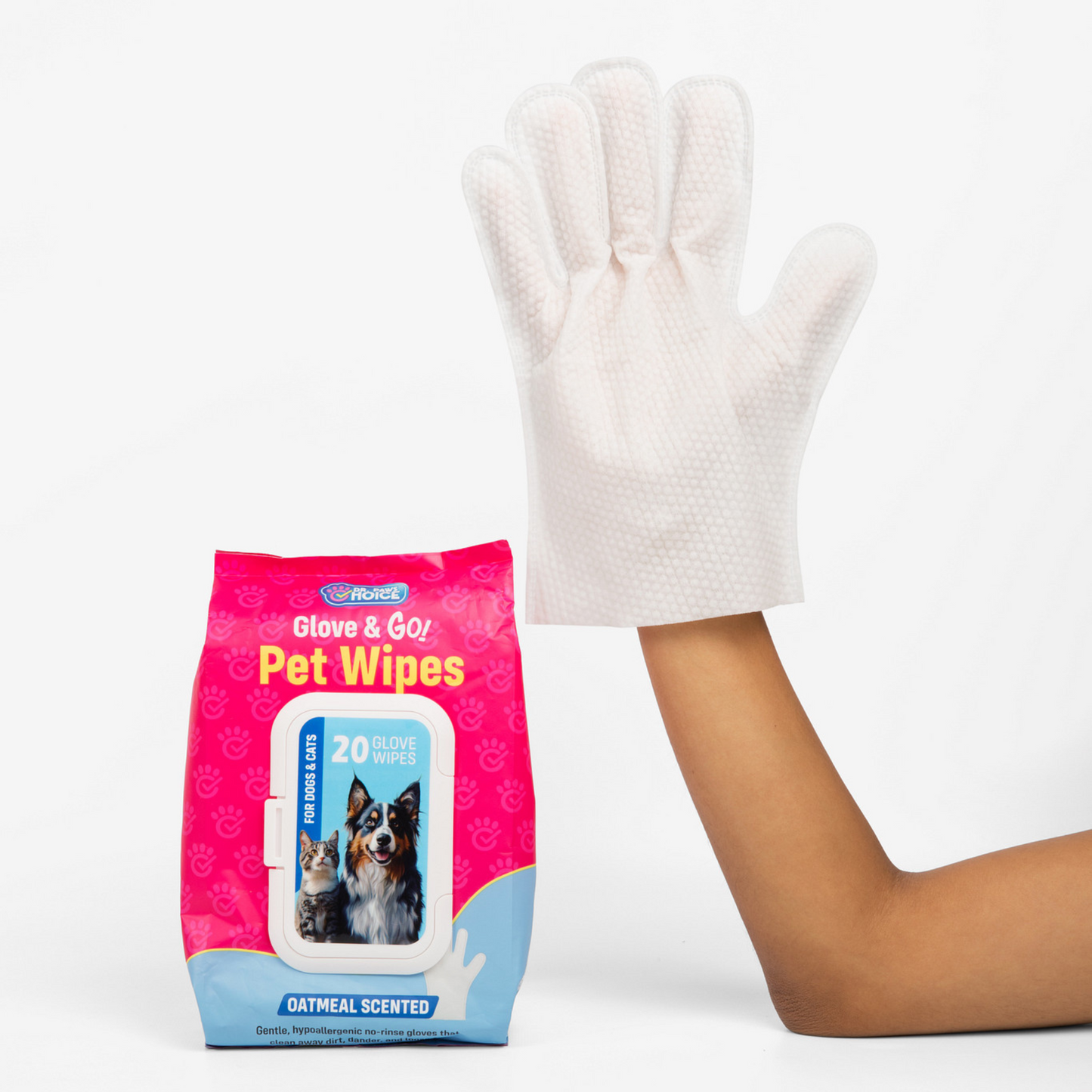 "Guante y ¡listo!" - Toallitas para acicalar a perros y gatos