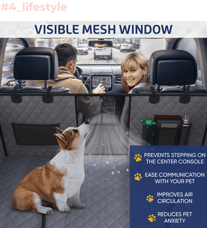 Additional view of Large Waterproof Dog Back Seat Cover with Mesh Window in grey — view 3