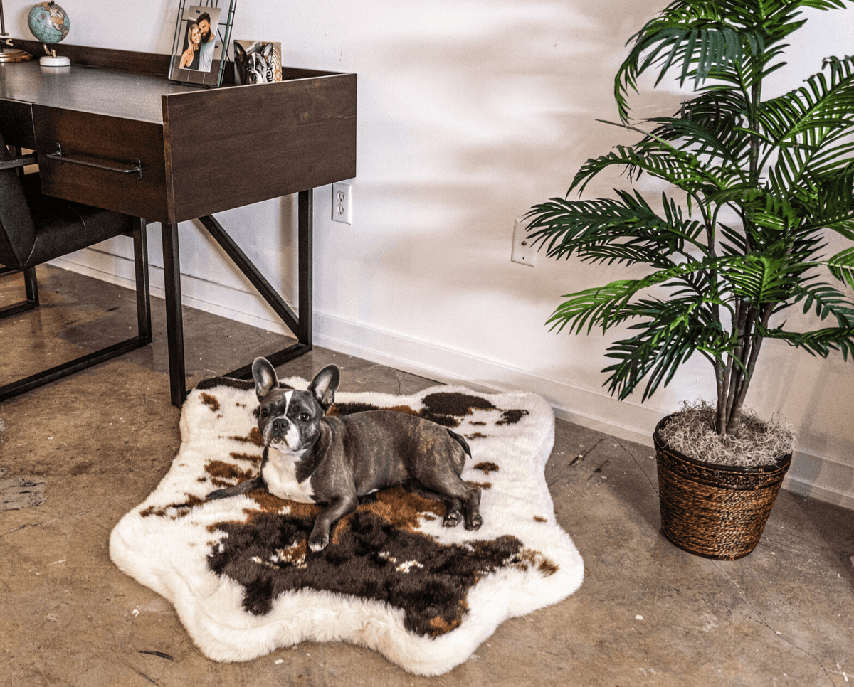 Additional view of PupRug® Animal Print Memory Foam Dog Bed - Brown Faux Cowhide — view 8