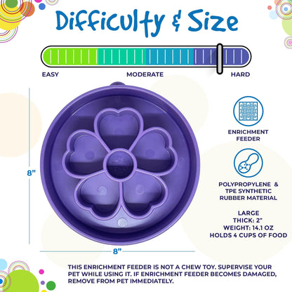 Deep Slow-Feeder Dog Bowl - Flower