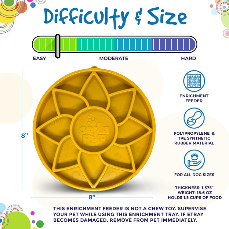Shallow Slow-Feeder Dog Bowl - Sunflower