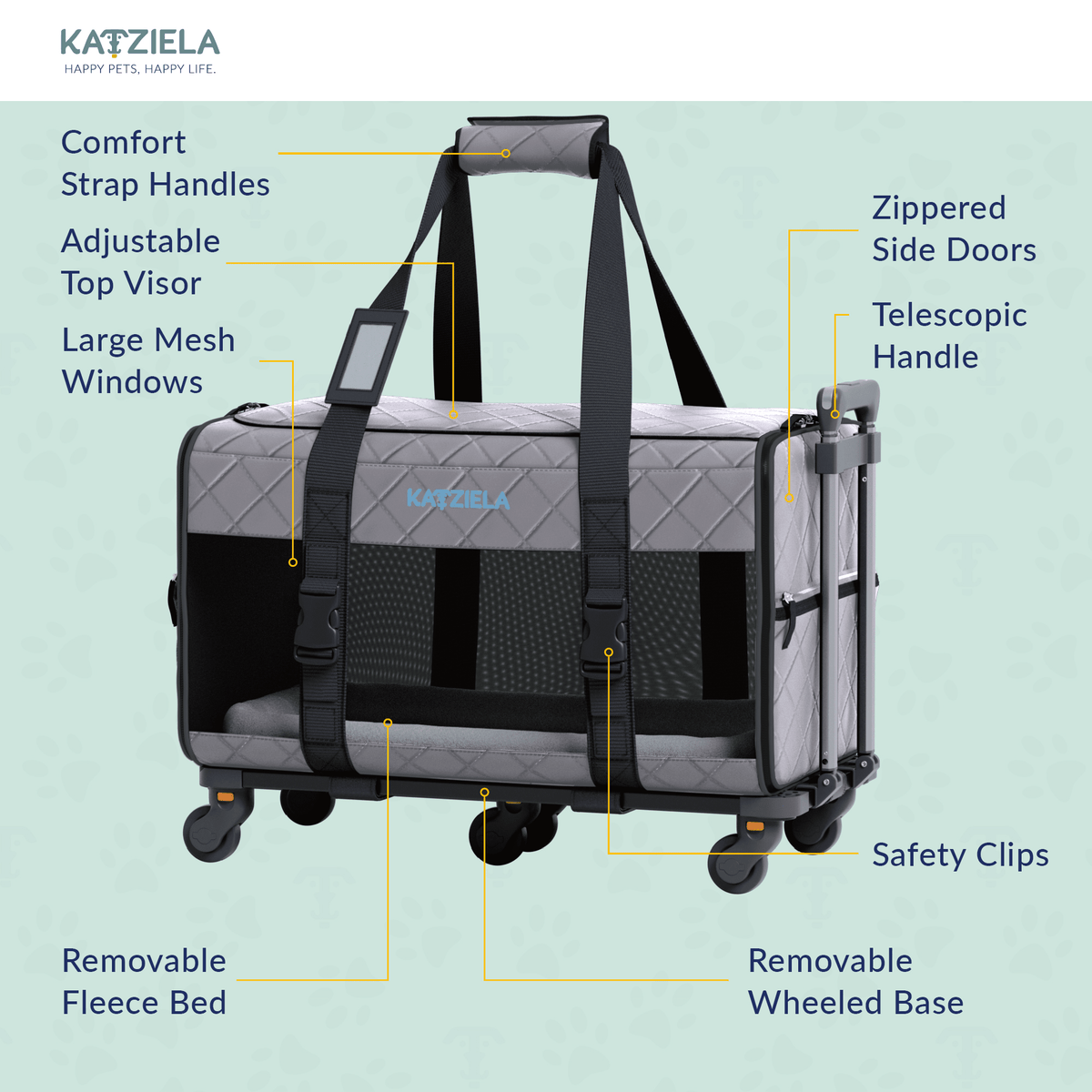 Katziela Quilted Chariot telescopic handle feature