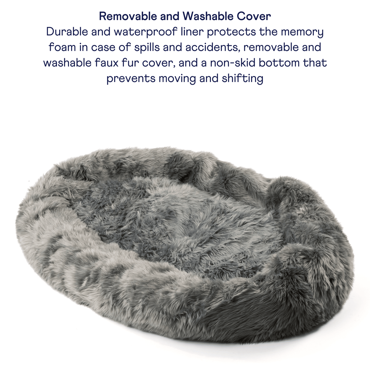 PupCloud™ Human-Size Faux Fur Memory Foam Dog Bed - Charcoal Grey — alternate product view 5