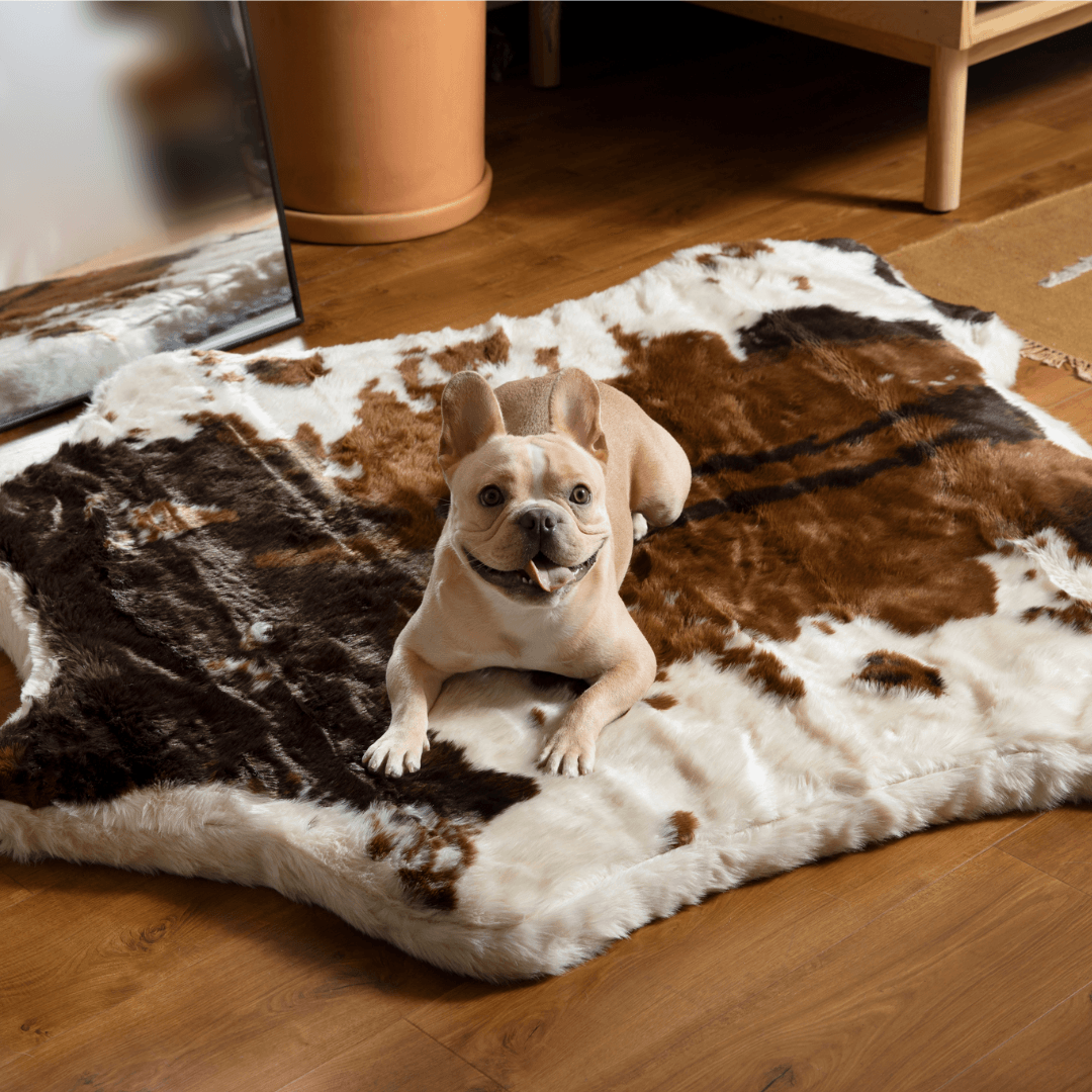Additional view of PupRug® Animal Print Memory Foam Dog Bed - Brown Faux Cowhide — view 2