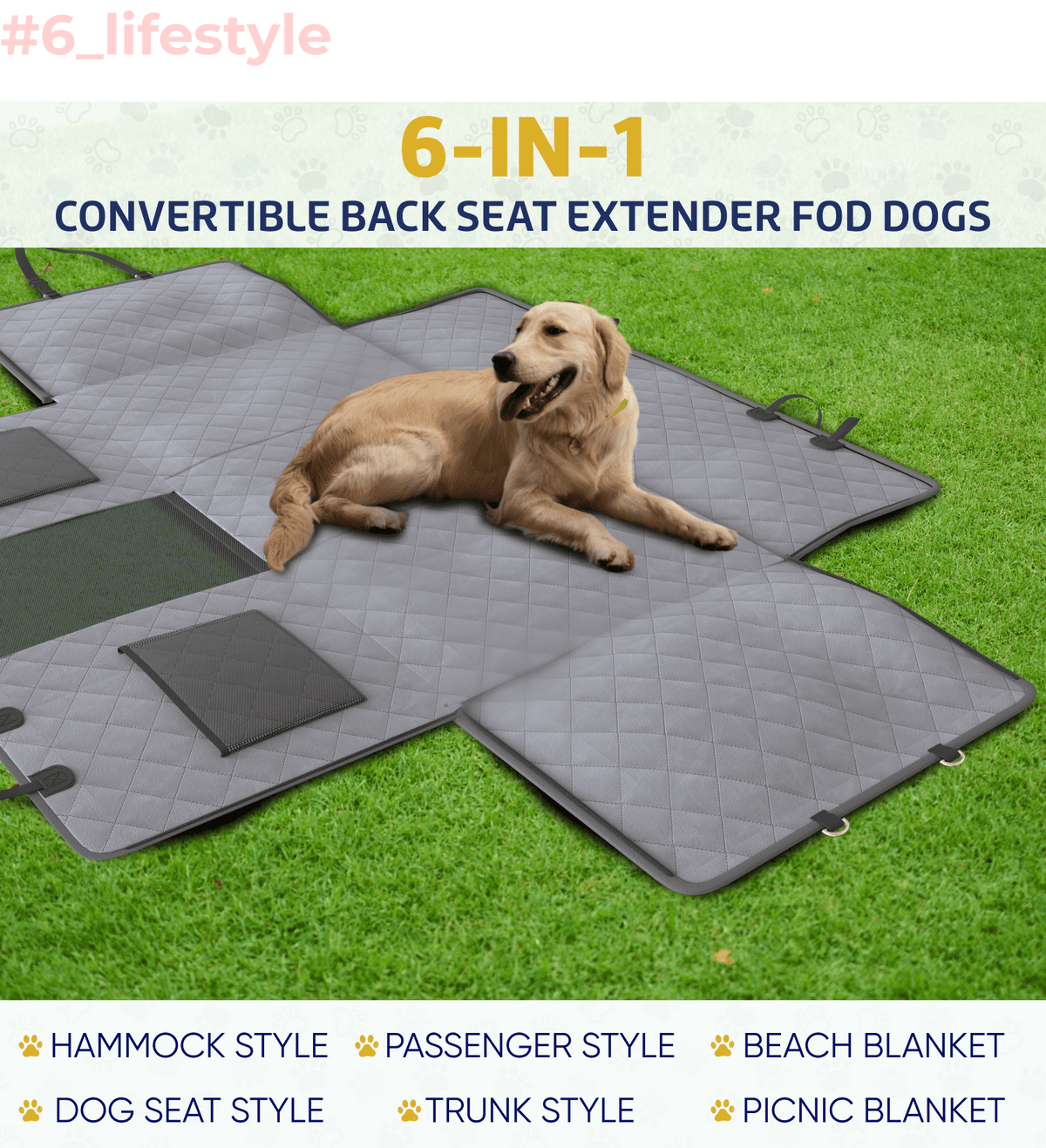 Additional view of Large Waterproof Dog Back Seat Cover with Mesh Window in grey — view 4