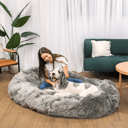 PupCloud™ Human-Size Faux Fur Memory Foam Dog Bed - Charcoal Grey — alternate product view 6