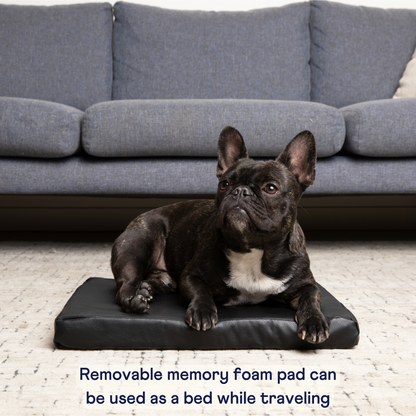 PupProtector™ Faux Cool-to-Touch Vegan Leather Memory Foam Dog Car Bed – Black