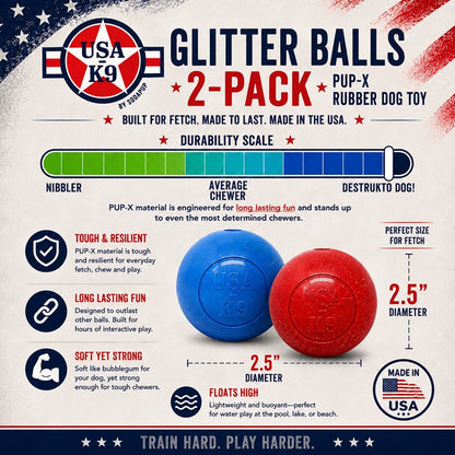 Additional view of Red & Blue Glitter Ball Dog Toy - 2 Pack — view 4