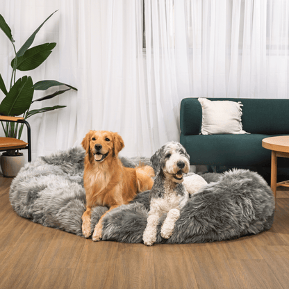 PupCloud™ Human-Size Faux Fur Memory Foam Dog Bed - Charcoal Grey — alternate product view 9