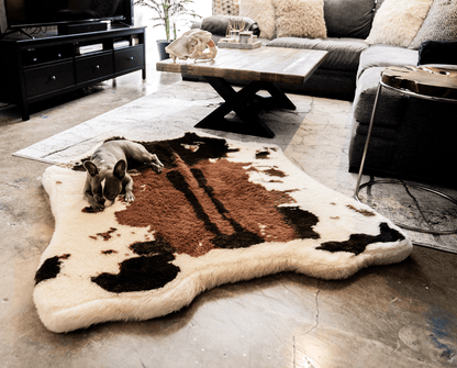 Primary product view of PupRug® Animal Print Memory Foam Dog Bed - Brown Faux Cowhide by Paw.com