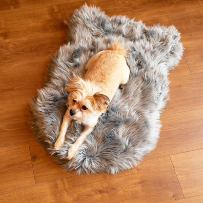 Additional view of PupRug® Faux Fur Orthopedic Dog Bed - Curve Charcoal Grey — view 6