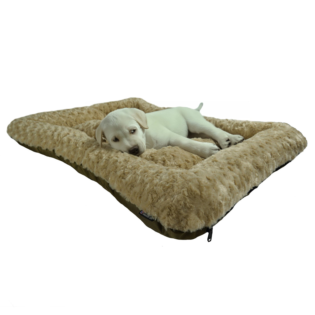 Furvana™ Cloud Rectangle Bolstered Dog Bed camel color view