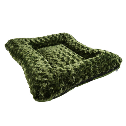 Furvana™ Cloud Rectangle Bolstered Dog Bed olive color view