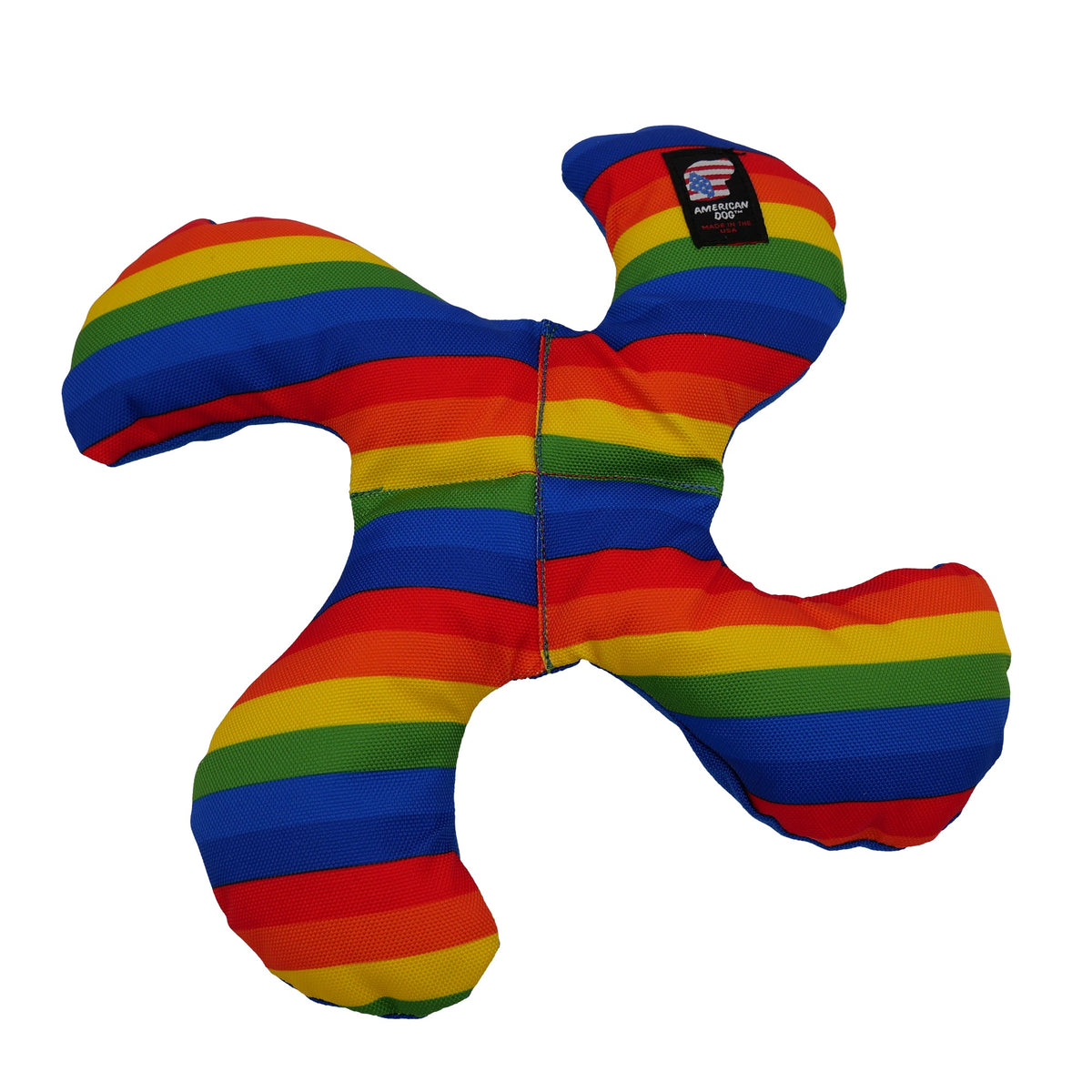Rainbow-striped Lucky Star Flyer dog toy