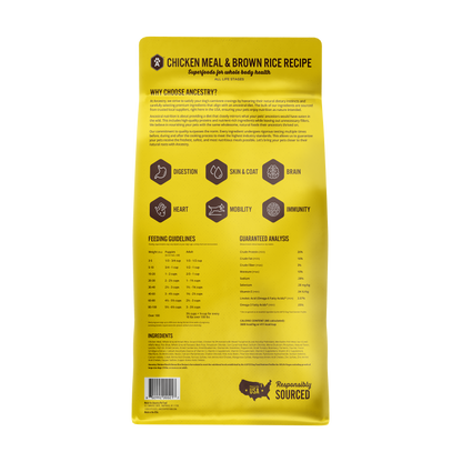 Back packaging view of Health Extension Chicken Meal with Rice