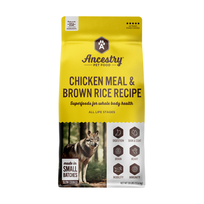 Front packaging view of Health Extension Chicken Meal with Rice