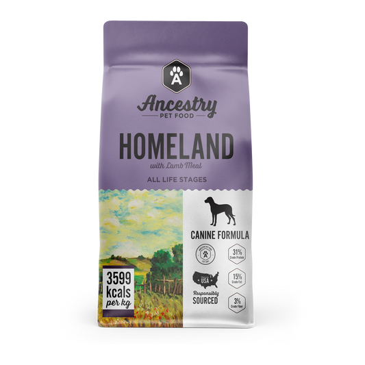 Vista frontal de la bolsa de alimento para perros Health Extension Homeland with Lamb Meal