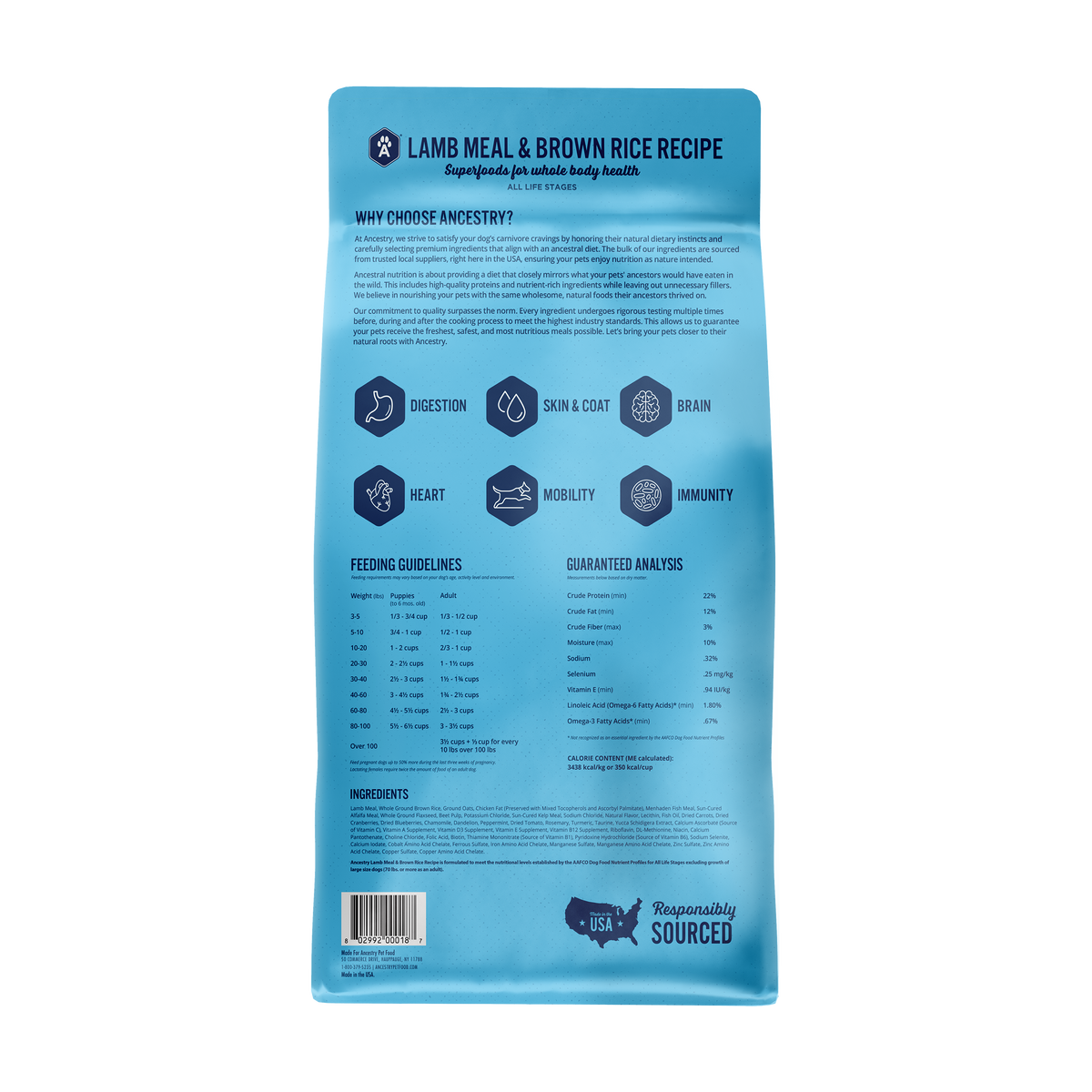 Health Extension Lamb Meal with Rice dog food back package