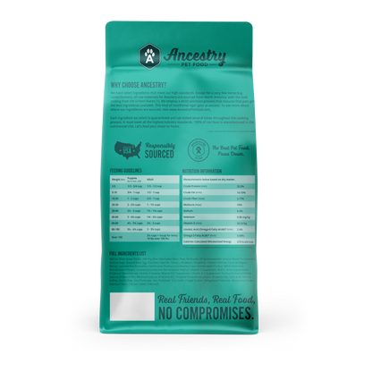 Health Extension Tidal Energy with Salmon Meal dog food back package