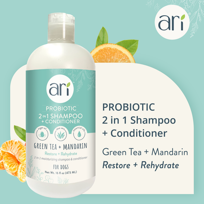 Health Extension ARI Probiotic 2 in 1 Shampoo + Conditioner information graphic