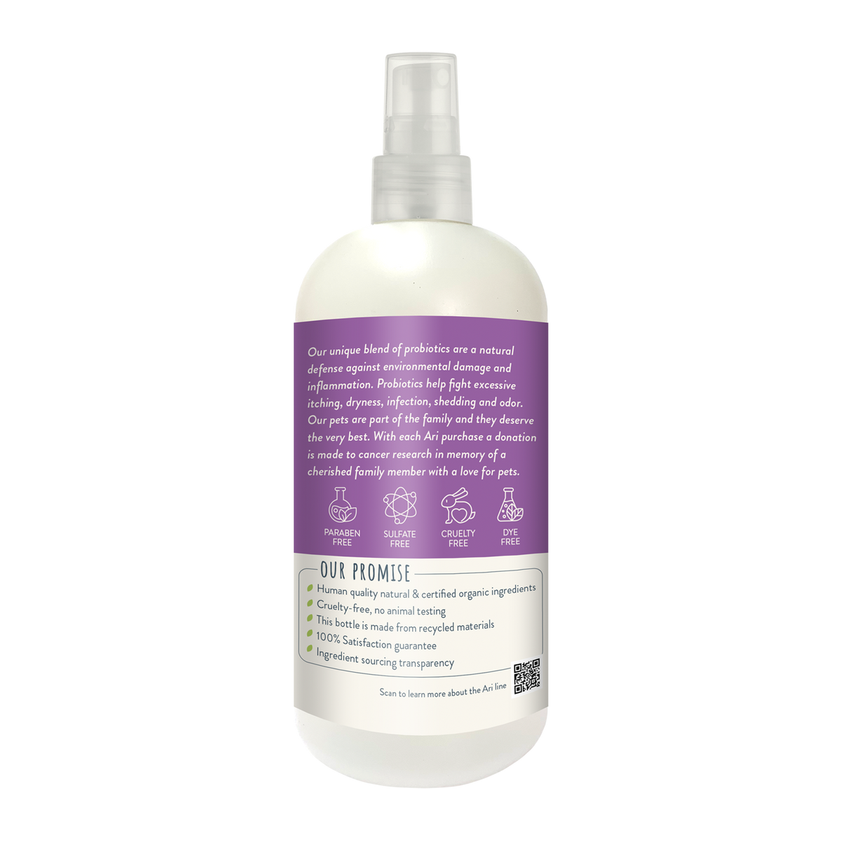 Health Extension ARI Probiotic Deodorizer Spray - Lavender & Eucalyptus bottle detail