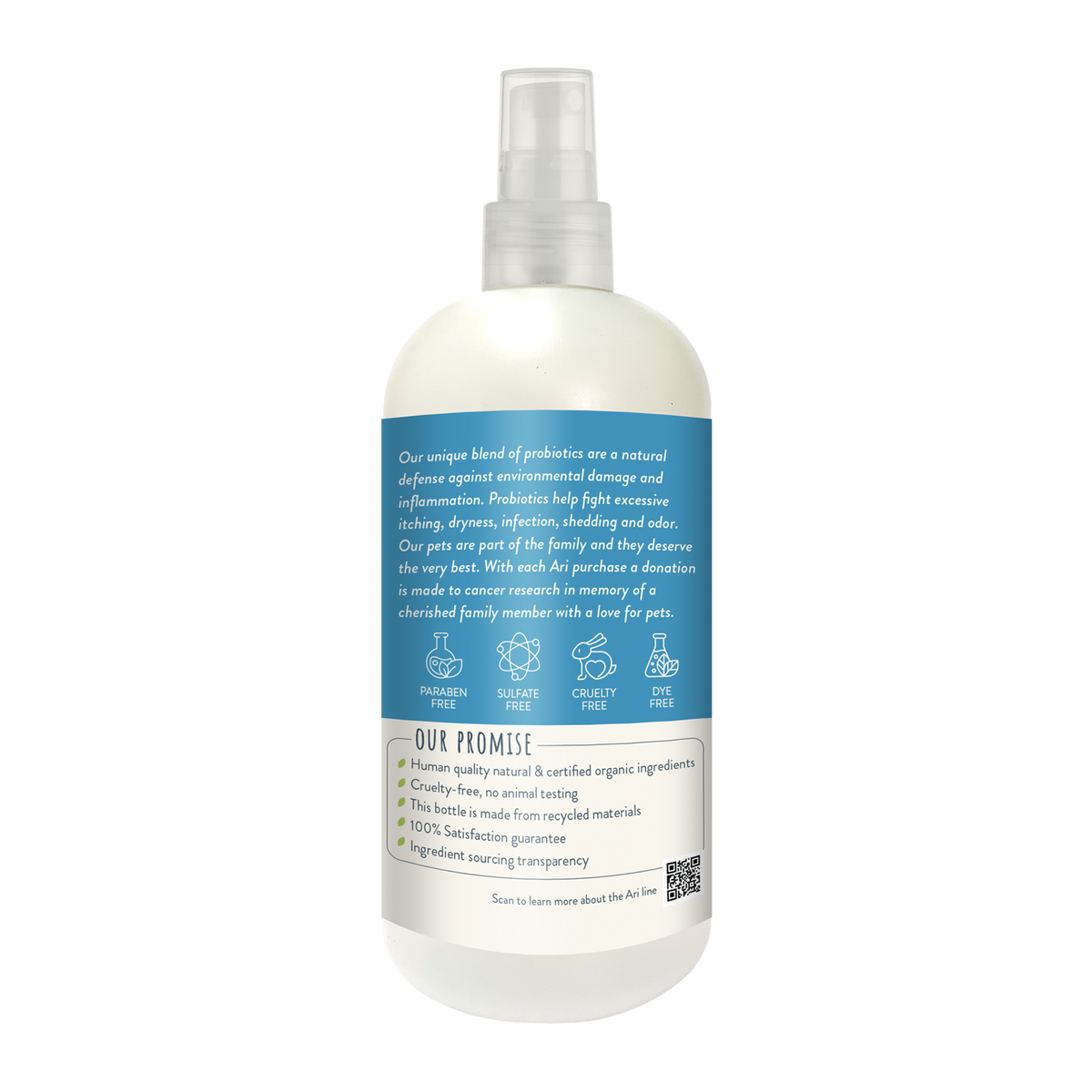 Health Extension ARI Probiotic Deodorizer Spray - Vanilla & Almond bottle detail