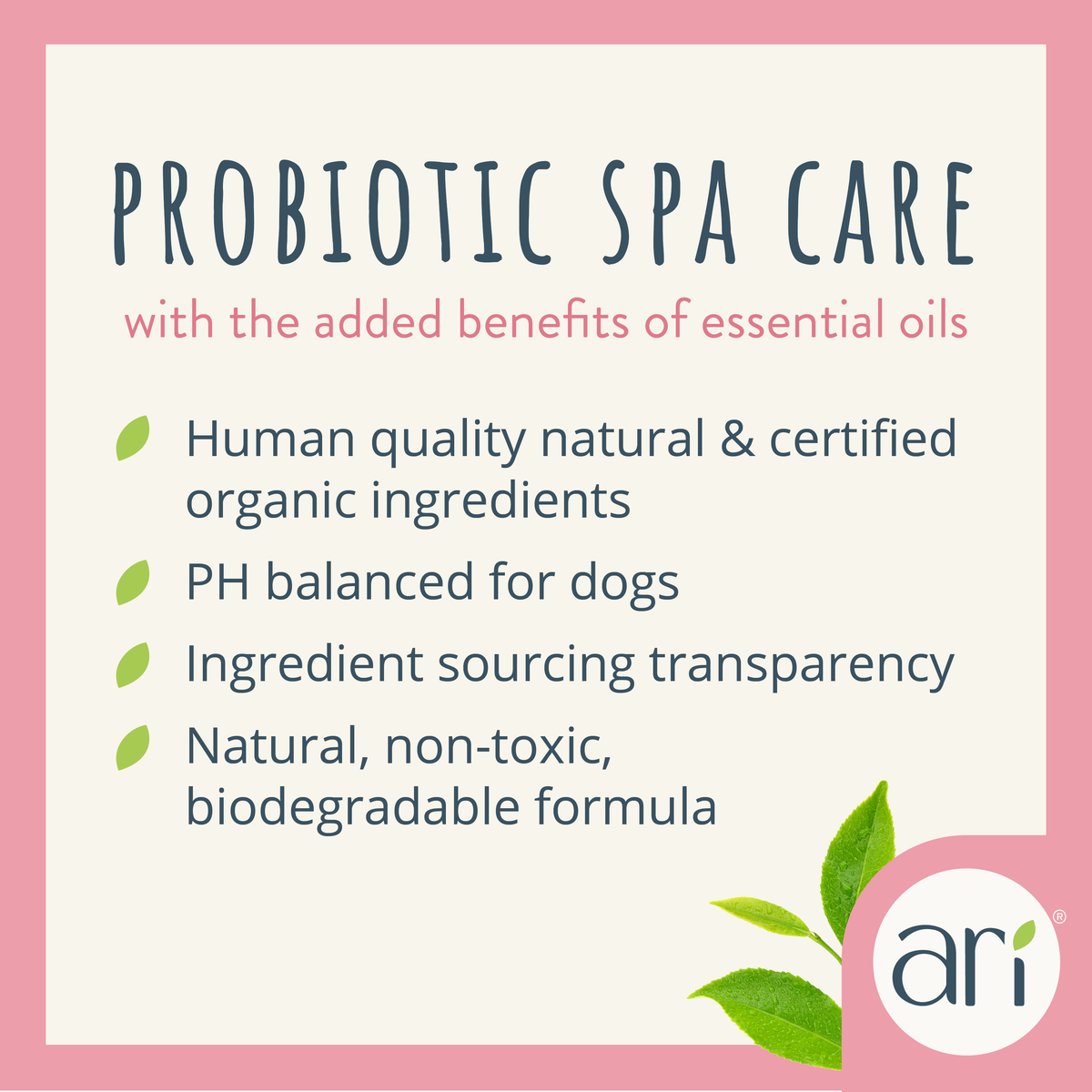 Health Extension ARI Probiotic Flea & Tick Shampoo ingredients and product information graphic