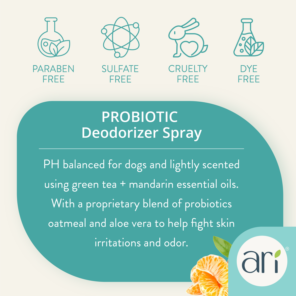 ARI spray desodorizante probiótico - té verde y mandarina